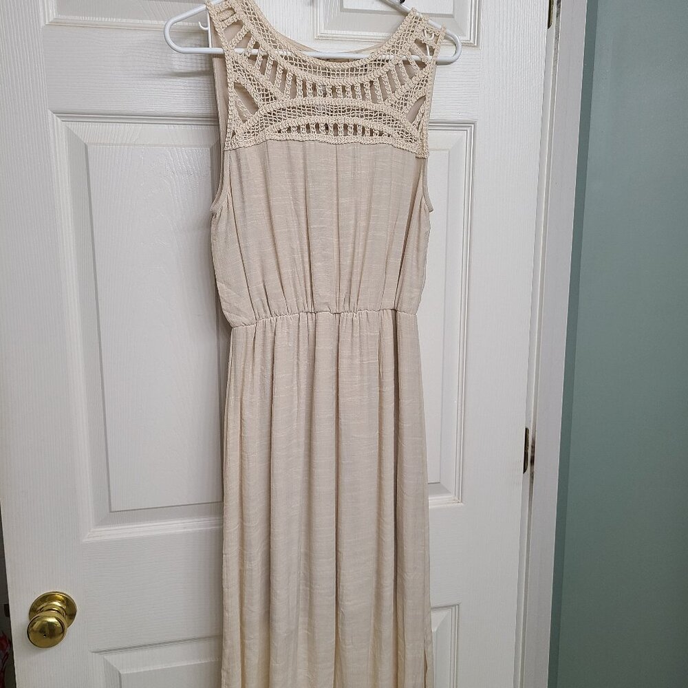 Cloth and People Maxi Cream classic latice top side slits S